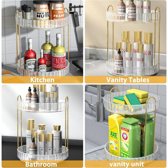 Women's 360° Rotating Makeup Organizer, High-Capacity Bathroom Organizer - Picture 5 of 6